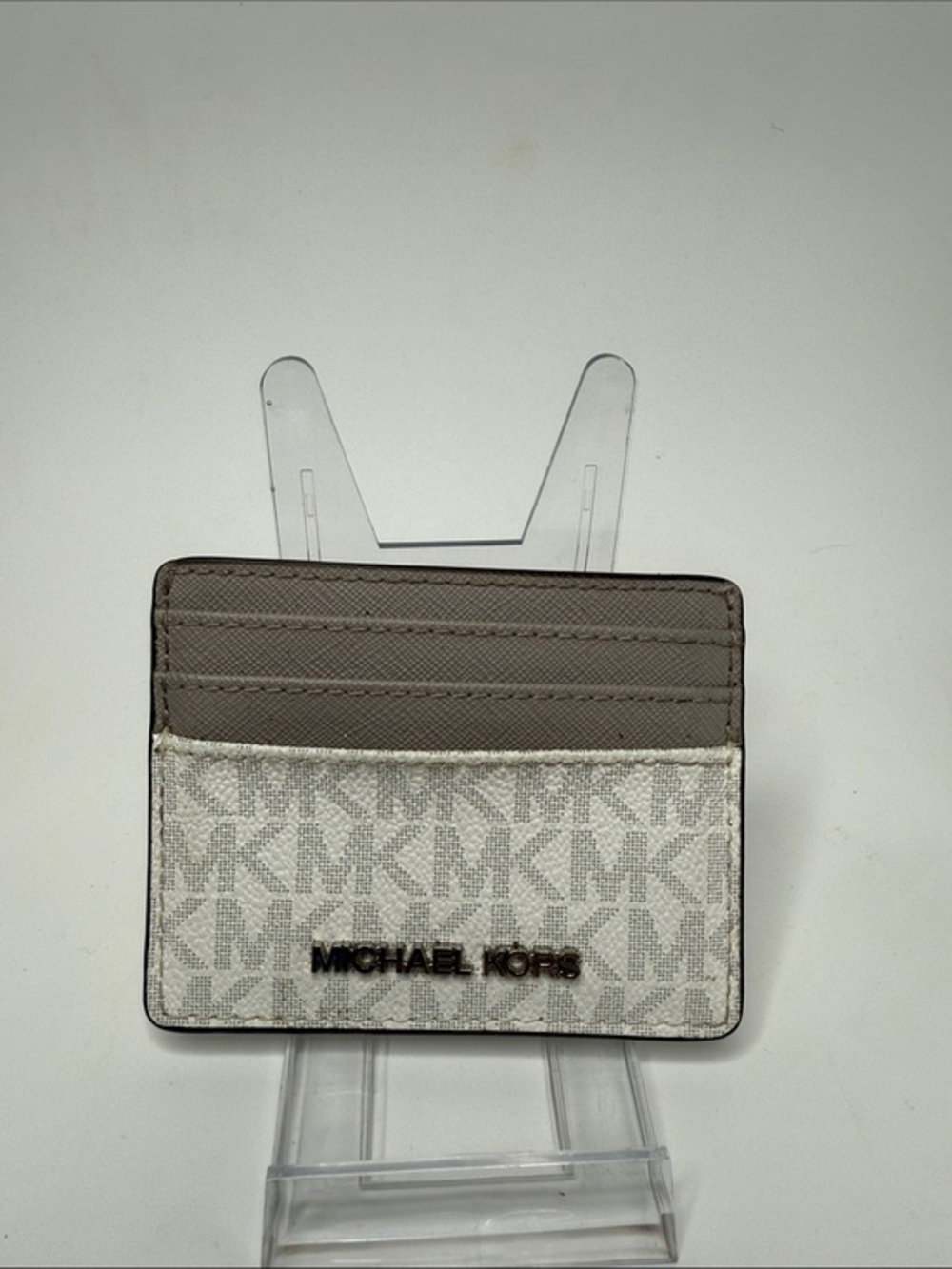Michael Kors Slim Wallet White and Gray Monogram